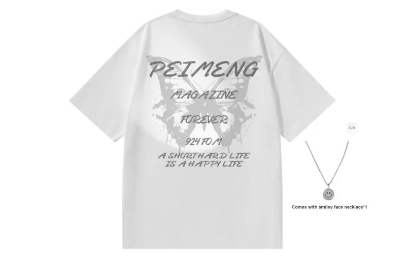 PEIMENG Short Sleeved T Shirts Unisex Comes With Necklace-18