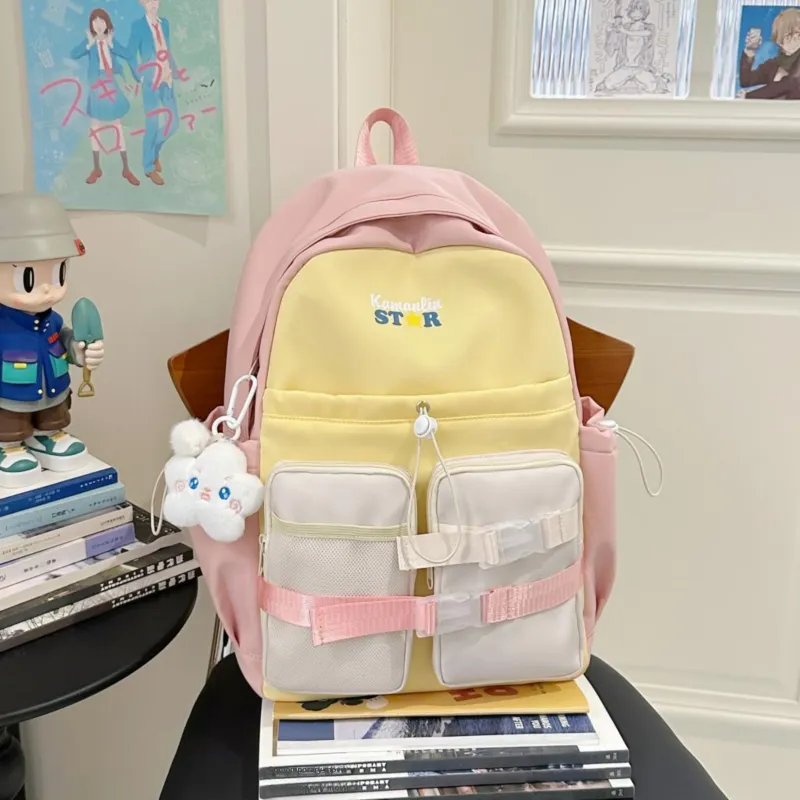 AIBAG Nylon Backpack Women's White/Black/Blue/Pink-24