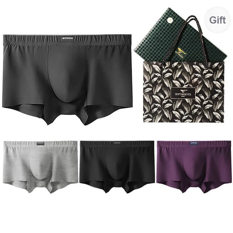 SEPTWOLVES Underpants Men's 4 Pack Gift Box Set+Shopping Bag-100
