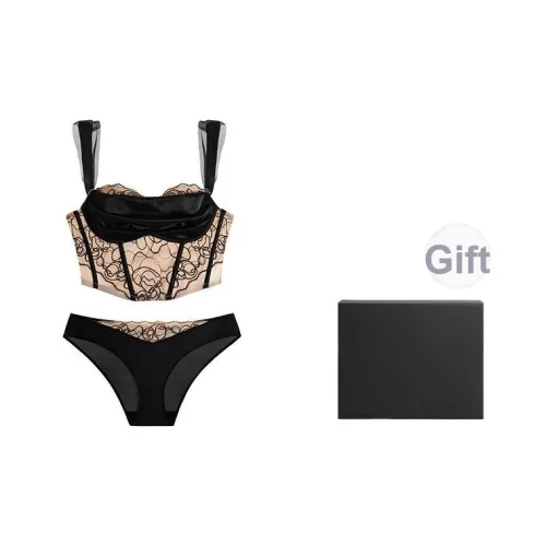 MISS CURIOSITY 660 Сливочный Черный + 495 Napori Желтый Костюм Женское нижнее белье Наборы