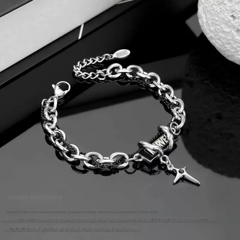 Disney Marvel Series Titanium Steel Bracelets Men's Black-8