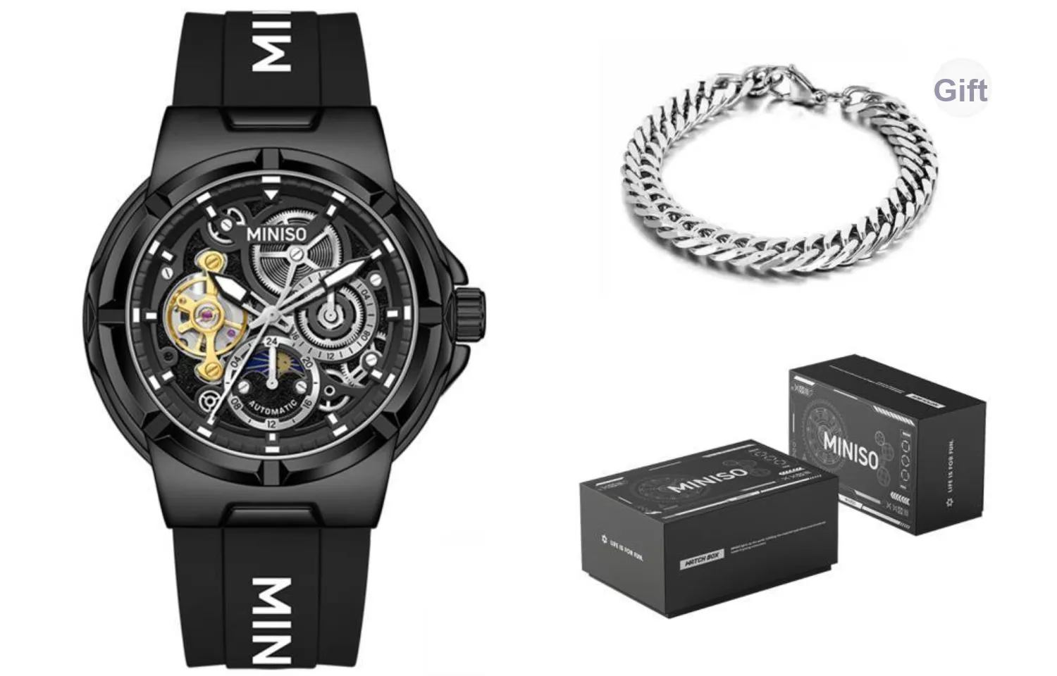 MINISO Mechanical Movement Watch Men's Watches Black Dial