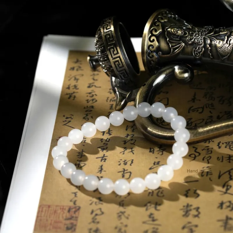 Clear Snow Hetian Jade Bracelets White Jade Unisex-6