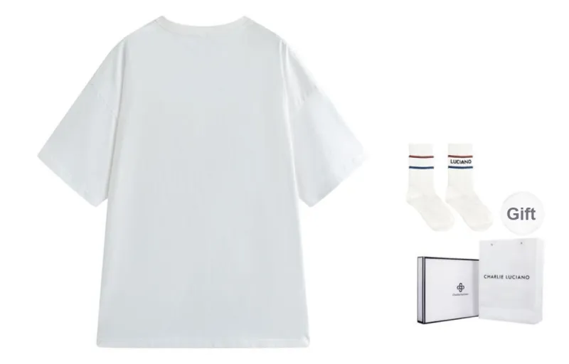 Charlie Luciano T Shirts Unisex White Box+Socks-1