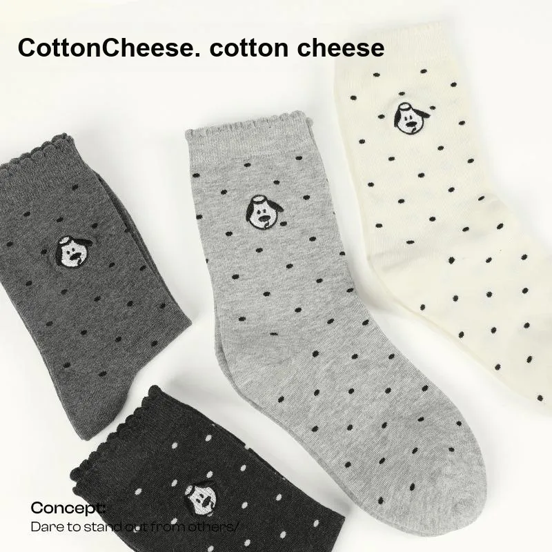 COTTON CHEESE Mid Calf Socks Unisex 5 Pack-3