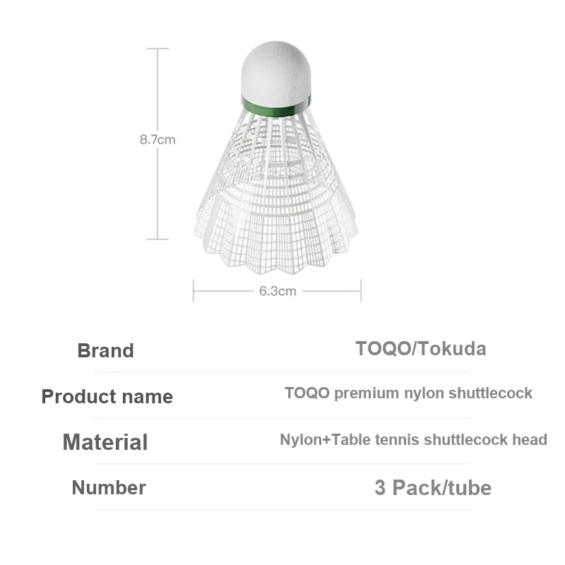 TOQO Nylon Shuttlecock 3 Pack Nylon Shuttlecocks-1