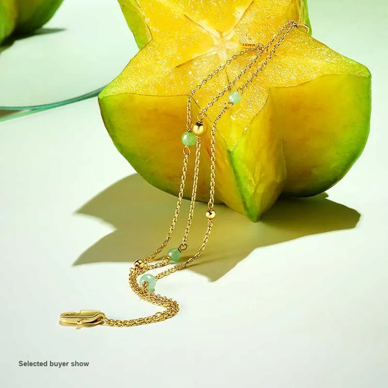 EMPORIO ARMANI Brass, Aventurine Necklace, Collarbone Chain Women's Gold-3