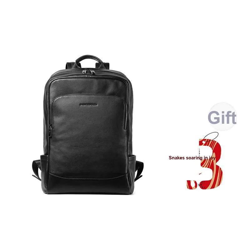 Sharkborough Genuine Leather Top Grain Calfskin Backpack Medium Size Men's Black