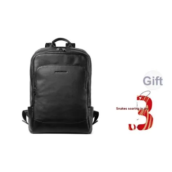 Sharkborough Genuine Leather Top Grain Calfskin Backpack Medium Size Men's Black