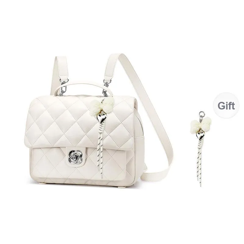 JUST STAR Synthetic Leather Carry Backpack Medium Size Women's White/Pink-8