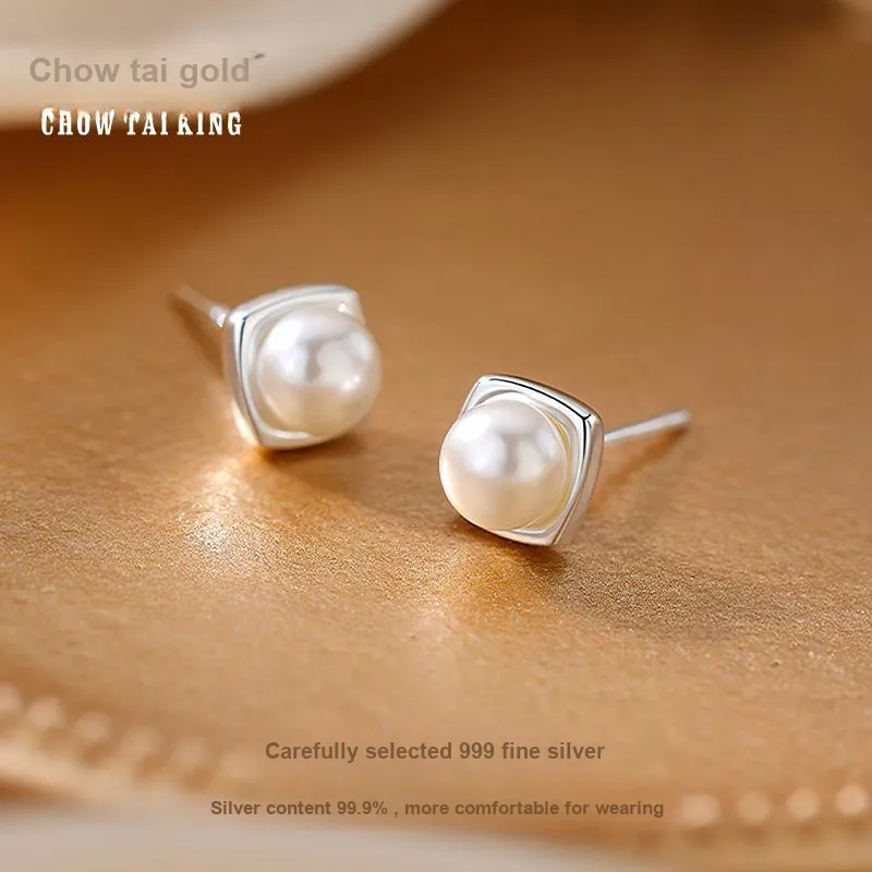 CHOW TAI KING Pearl Stud Earrings Women's-3