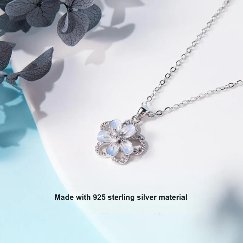 WINY 925 Sterling Silver Necklaces Women's Blue-2