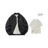 Black (Comes with White Stripes Short-Sleeved)