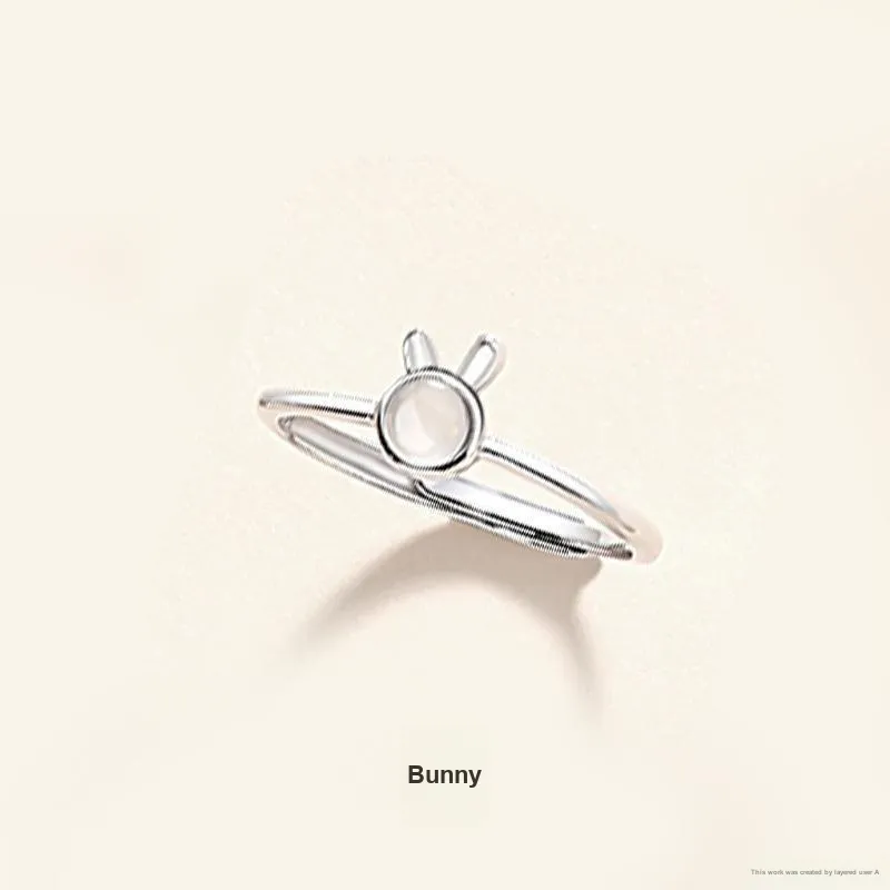Xifeng Building Chalcedony S925 Sterling Silver Inlay Ring Women's-40