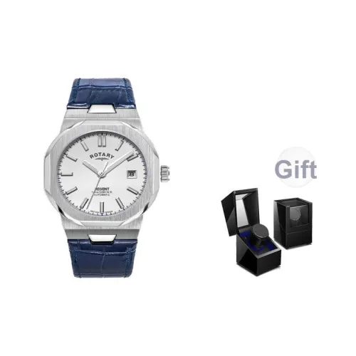 Роторные мужские наручные часы механические с белым циферблатом