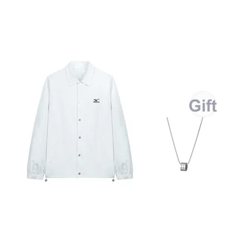 Куртки и пальто Mizuno унисекс белые с ожерельем