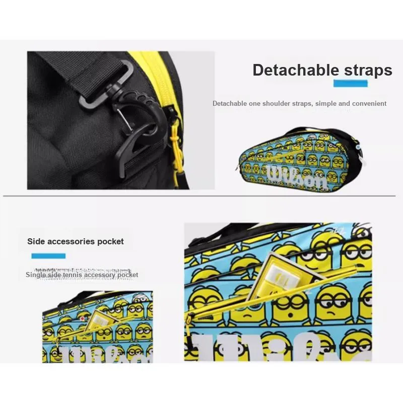 Wilson x MINIONS Tennis Racket Bags Fabric Unisex 76*24*33 Cm Yellow Black-1