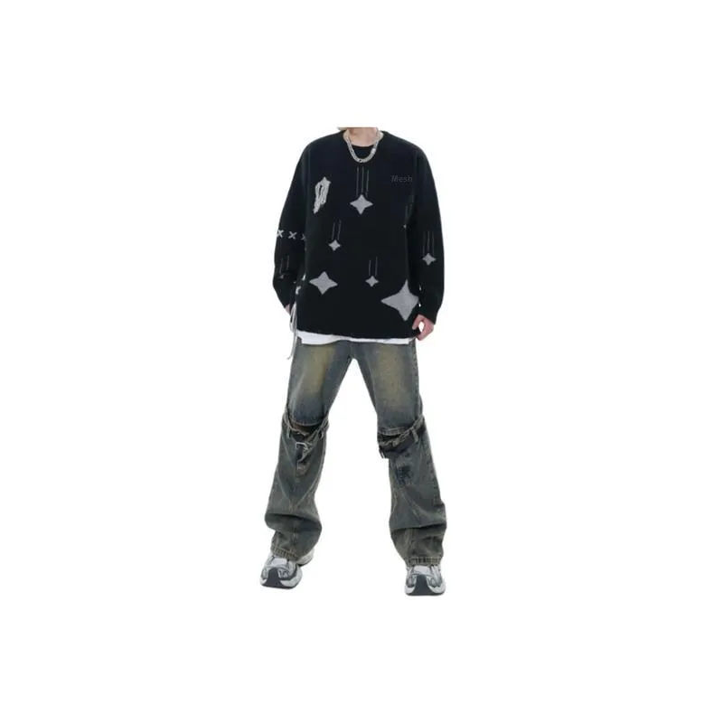 Meteor Falling Loose Crewneck Knitted Sweater-3