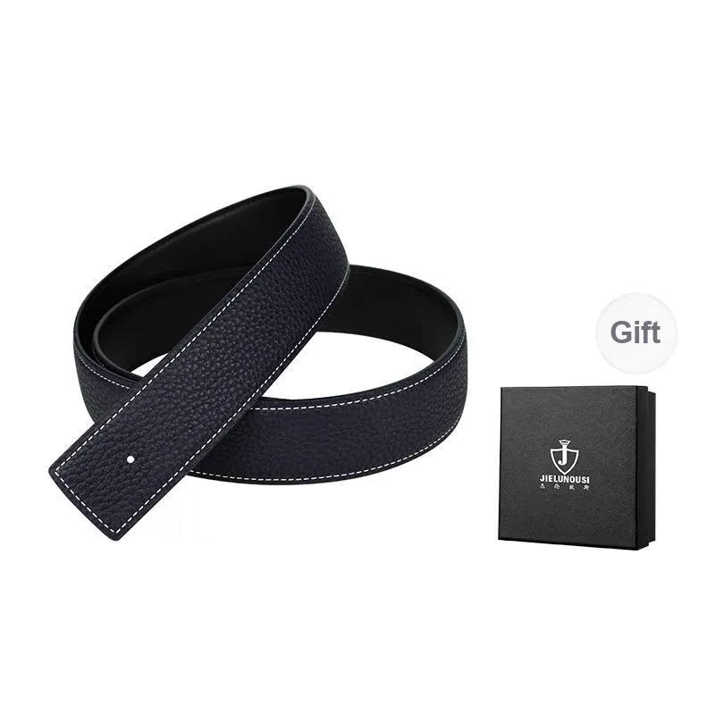 Jaylen Oos Headless H Buckle Smooth Buckle Unique Design Double Sided Top Grain Cow Leather Leather Belts Men's-24