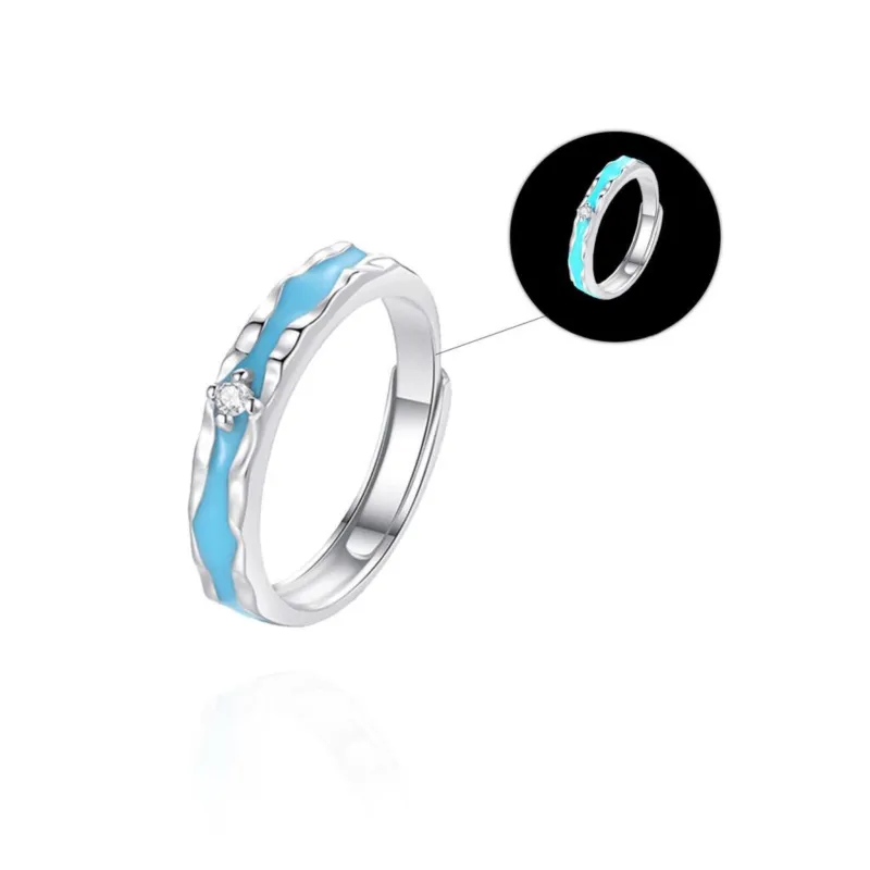 NUSQ Sterling Silver Zircon Enamel Rings Unisex-6