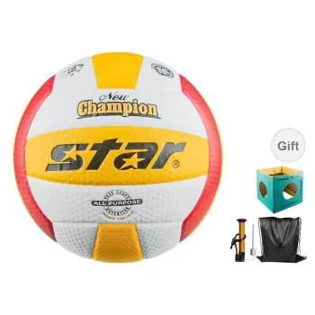 Star Microfiber Leather Size 5 Volleyball Unisex Yellow White Red