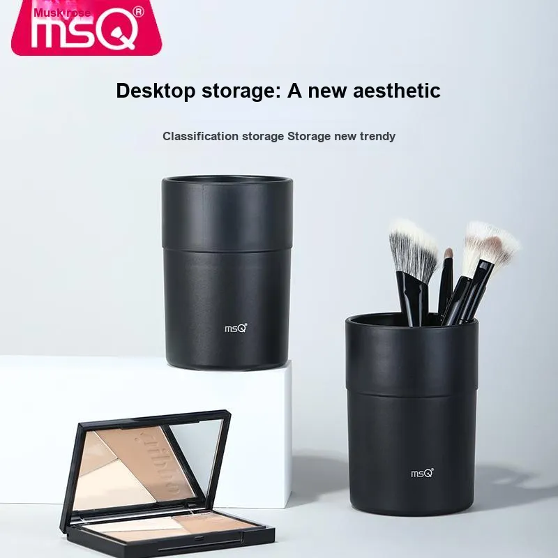 MSQ Black ABS Resin Makeup Brush Storage Bucket Usability-2