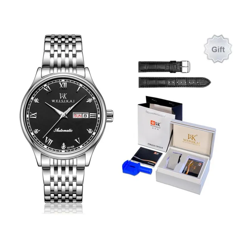 WSK Automatic Mechanical Movement Stainless Steel Strap Men's Watches Blue Dial-1