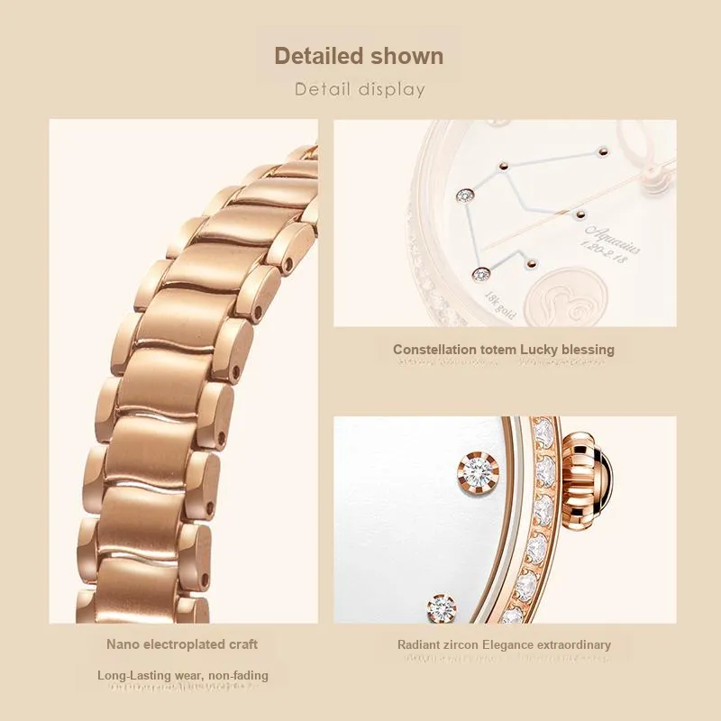 GOLGEN Mechanical Movement Stainless Steel Watchband Watch Women's Watch White Dial-41