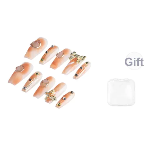 SHANGSHIQIN Бант Горячая девушка 3D-эффект Металл Матовый Смешанный Осветляющий Премиум False Nail 25mm Средний LADDER