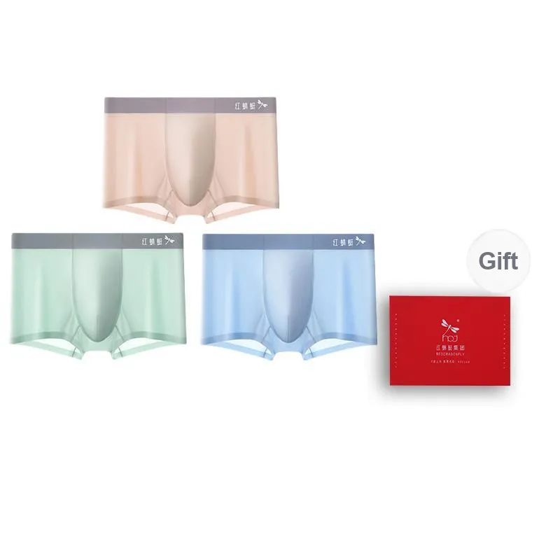 RED DRAGONFLY Ice Silk Panties Men's 3 Pack Gift Box Set-10