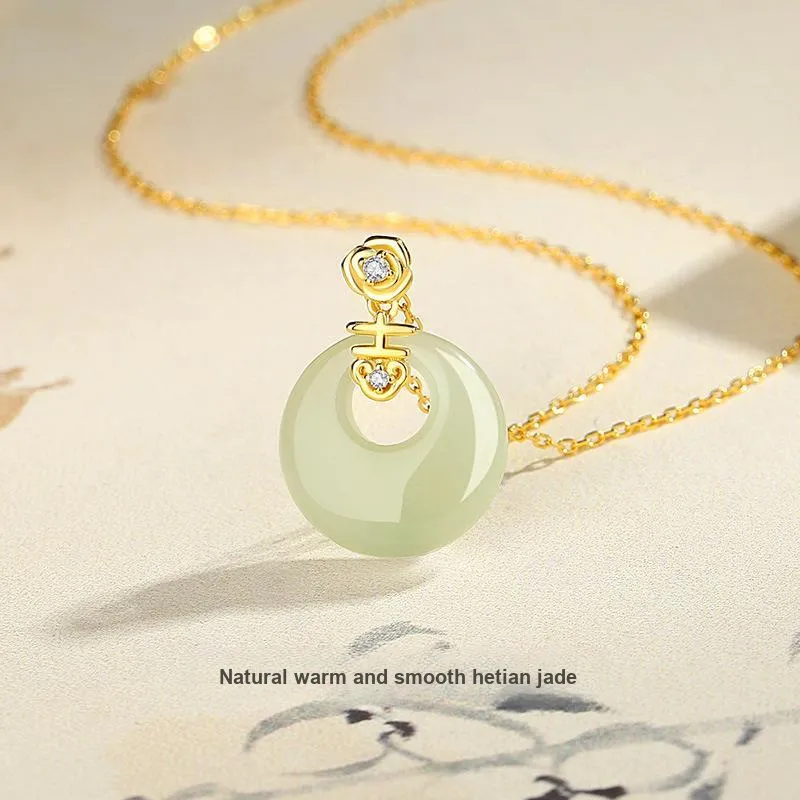 Andaozi Hetian Jade Necklaces Green Jade Women's-3