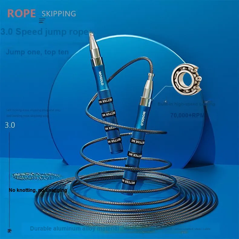 MOGOLD Fitness Training Non Countable Jump Ropes Adults Handle Material Aluminum Alloy, Rope Material Steel Wire 3m-12