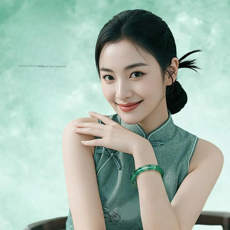 YINXIANGMOU African Emerald Bangles Women's-2