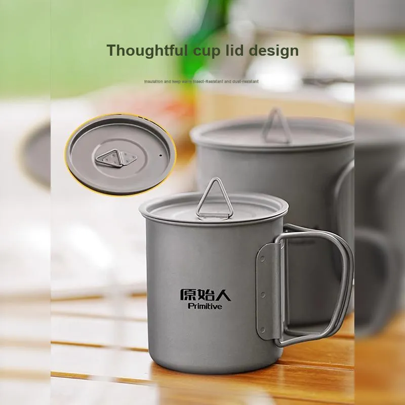 Primitive Outdoor Water Equipment Water Container 300-600ml Titanium Alloy-3