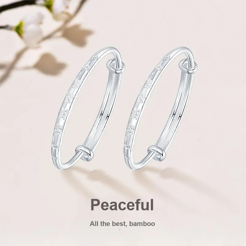 JINLIUFUJIXIANG 999 Fine Silver Bangles Kids'-1