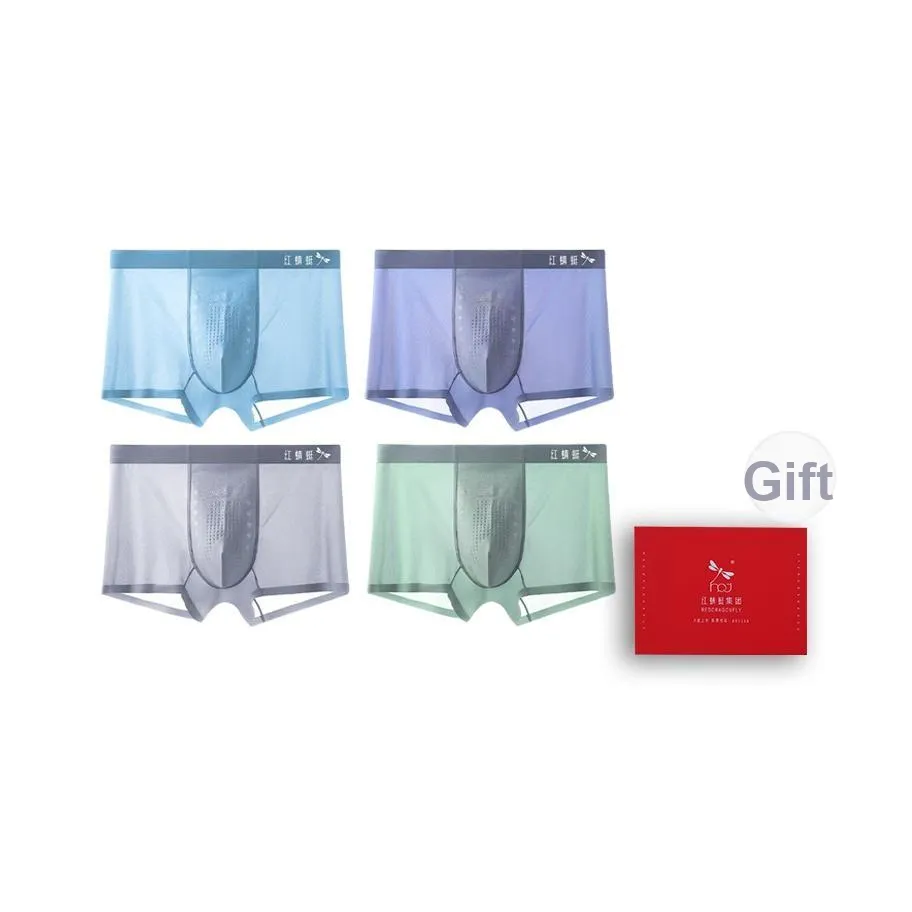 RED DRAGONFLY Ледяной шелк Трусы Мужской 4 шт Подарочный набор в коробке