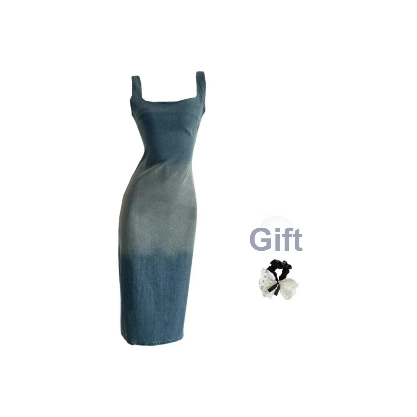 TUSHIFEI Sleeveless Dress Women's Vintage Blue