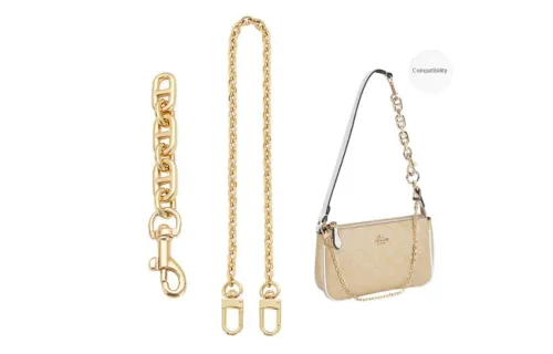 Lan Bao Fan Alloy Extender Chain+Bag Decorative Chain Accessories Set Unisex Gold Tone