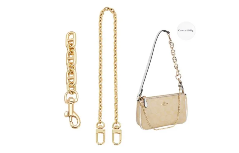 Lan Bao Fan Alloy Extender Chain+Bag Decorative Chain Accessories Set Unisex Gold Tone-0