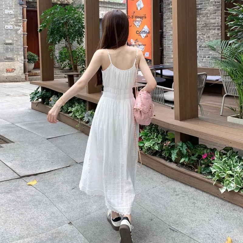Mu Xiao Xin Slip Dresses Women's White-5