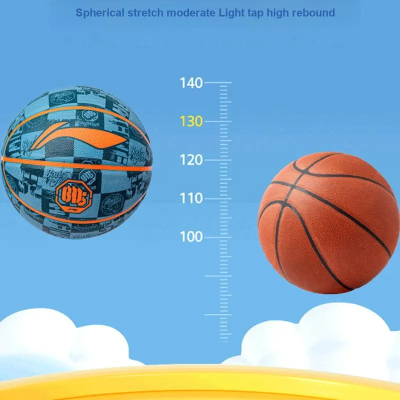 LiNing Rubber Basketball Blue Size 5 Size 7 Training Unisex-4