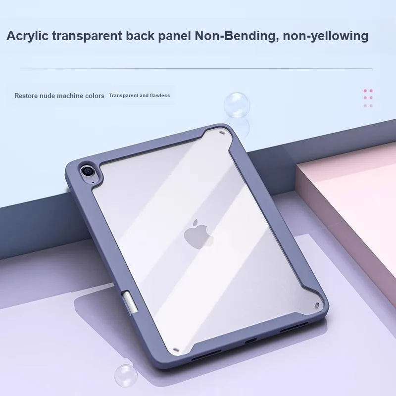QUWEIKA Magnetic Book Style Anti Bend Detachable Compatible With IPad Acrylic Flat Protective Case-14