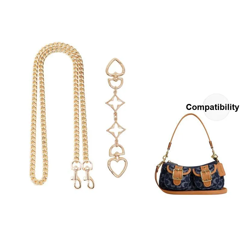 Gloya Metal Bag Strap Women's Gold Tone-5