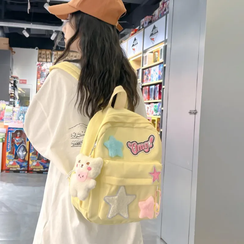Yalu Nylon Backpack Regular Unisex Yellow/Green/Pink-3