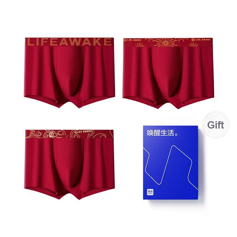 HLA Underwear Gift Box Men's Box 3 Pack Red-0