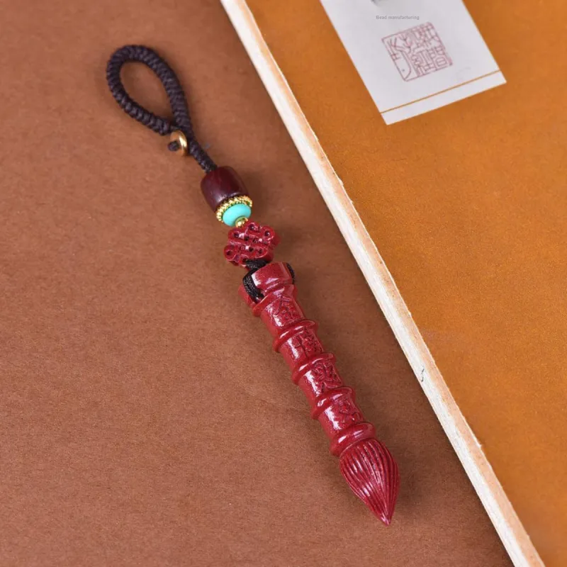Stone On The Line Reconstructed Cinnabar Carved Jade Ornaments Unisex-3