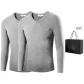 Men's V-Neck Top (Light Heather Gray+Light Heather Gray) Fleece-Lined Thermal/Thickened Temperature Locking