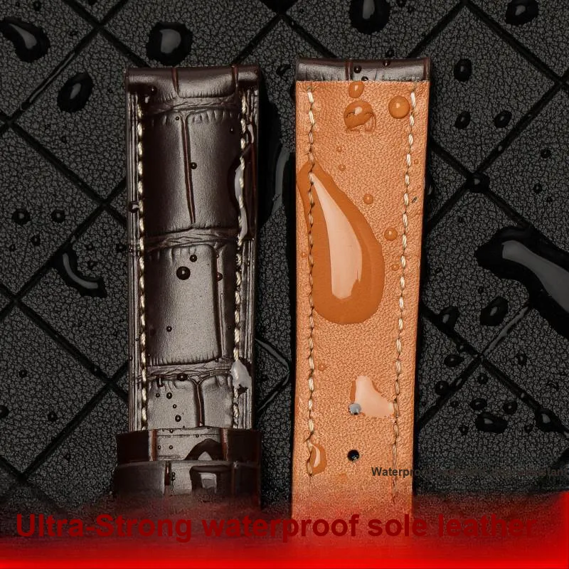 Gangjue Longines Compatibility Watch Band Genuine Leather Material-6
