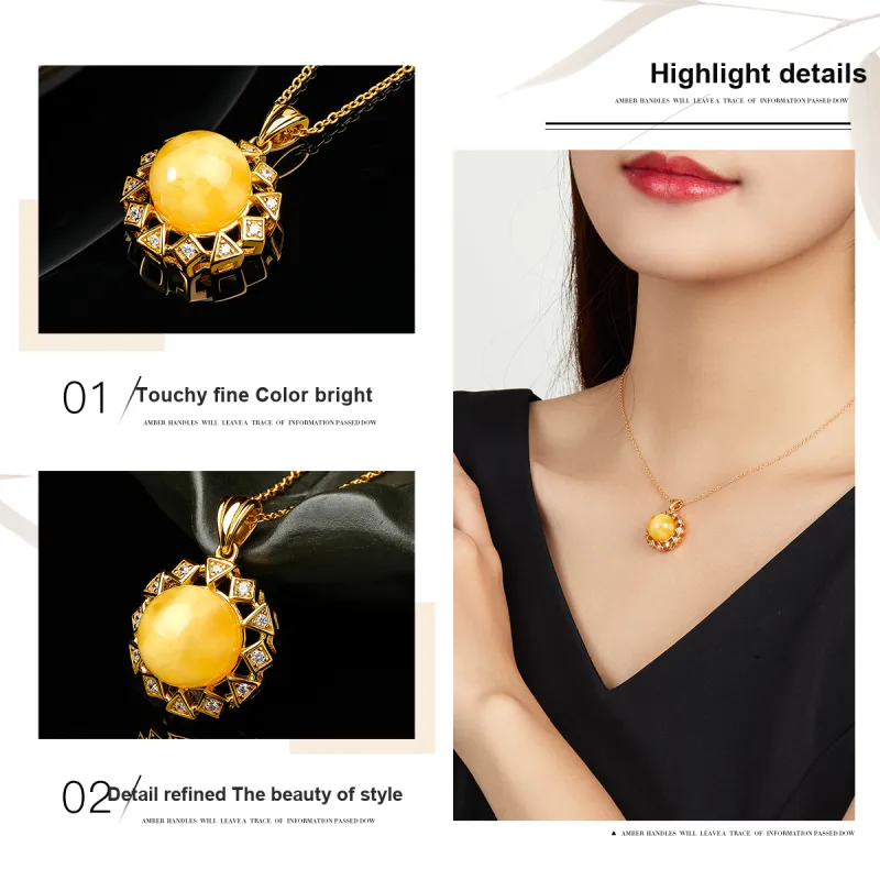 Oriental Jade Amber Beeswax Jade Necklaces Women's-3