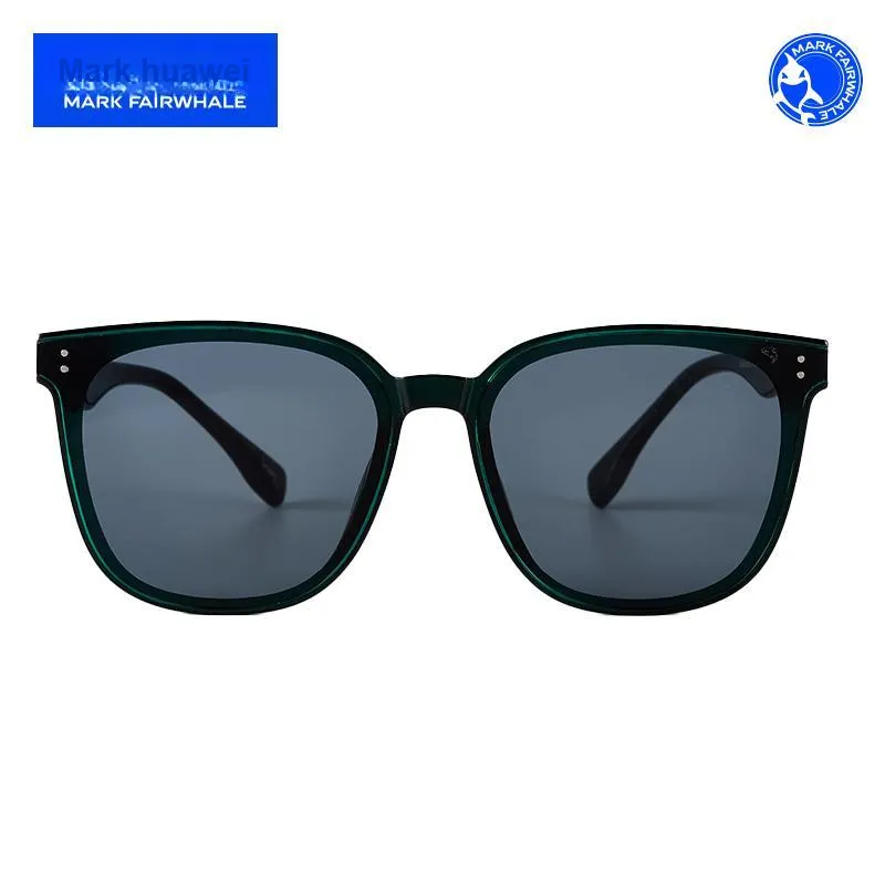 FAIRWHALE TR90 Plate Frame Round Sunglasses Unisex Black/Jasper Frame-5